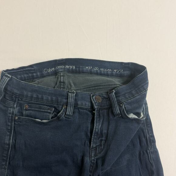 Calvin Klein Modern Boot Cut Jeans Size W27 L22 Dark Wash Stretch Slimming - Picture 7 of 14